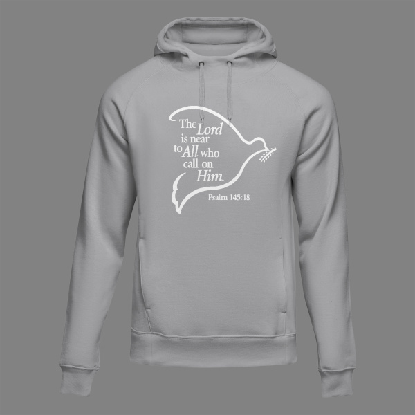 Psalm 145:18 Hoodie - White Lettering - Image 3